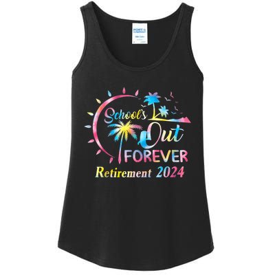 Schools Out Forever Retirement 2024 Tie Dye Retired Teacher Ladies Essential Tank