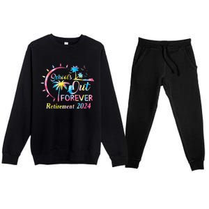 Schools Out Forever Retirement 2024 Tie Dye Retired Teacher Premium Crewneck Sweatsuit Set