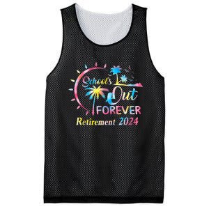 Schools Out Forever Retirement 2024 Tie Dye Retired Teacher Mesh Reversible Basketball Jersey Tank