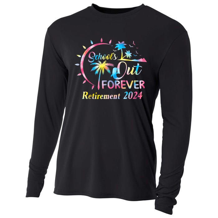 Schools Out Forever Retirement 2024 Tie Dye Retired Teacher Cooling Performance Long Sleeve Crew