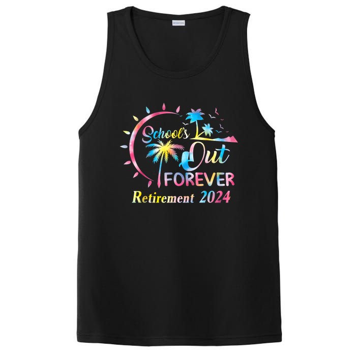 Schools Out Forever Retirement 2024 Tie Dye Retired Teacher PosiCharge Competitor Tank