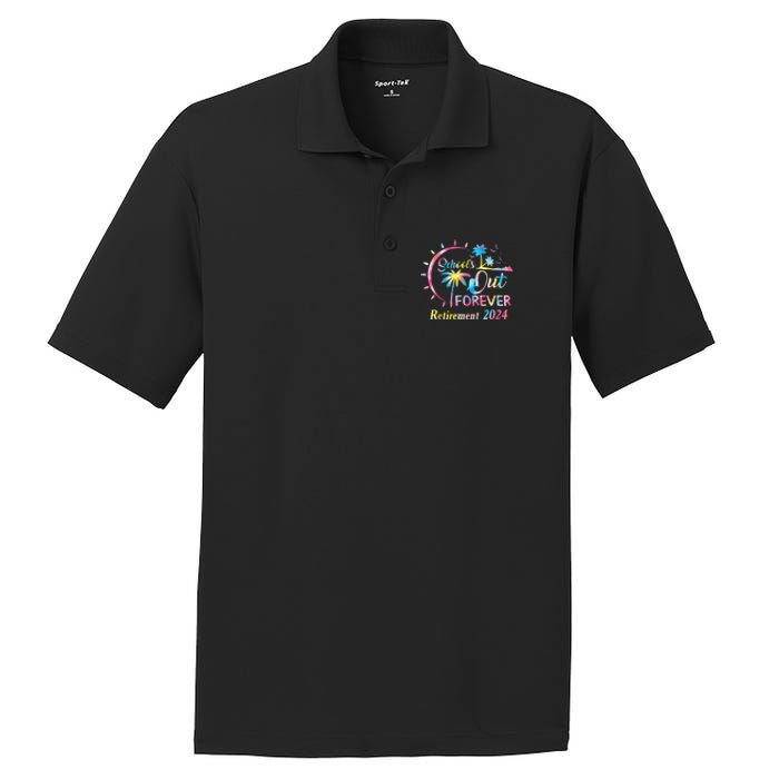 Schools Out Forever Retirement 2024 Tie Dye Retired Teacher PosiCharge RacerMesh Polo