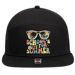 School's Out For Summer Graduation Teacher Sunglasses Retro 7 Panel Mesh Trucker Snapback Hat