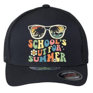 School's Out For Summer Graduation Teacher Sunglasses Retro Flexfit Unipanel Trucker Cap