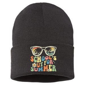 School's Out For Summer Graduation Teacher Sunglasses Retro Sustainable Knit Beanie