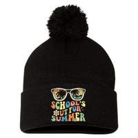 School's Out For Summer Graduation Teacher Sunglasses Retro Pom Pom 12in Knit Beanie