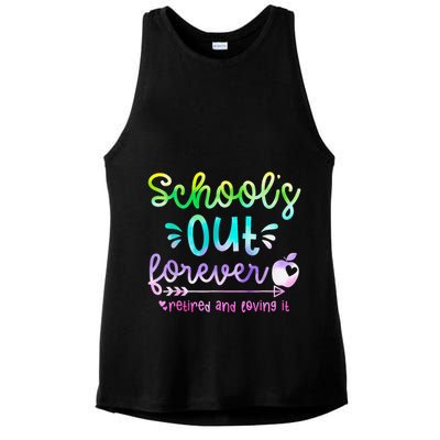 Schools Out Forever Retired & Loving It Funny Teacher Summer Ladies PosiCharge Tri-Blend Wicking Tank