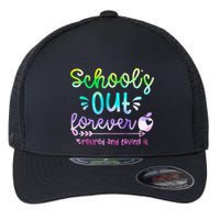 Schools Out Forever Retired & Loving It Funny Teacher Summer Flexfit Unipanel Trucker Cap