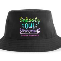 Schools Out Forever Retired & Loving It Funny Teacher Summer Sustainable Bucket Hat