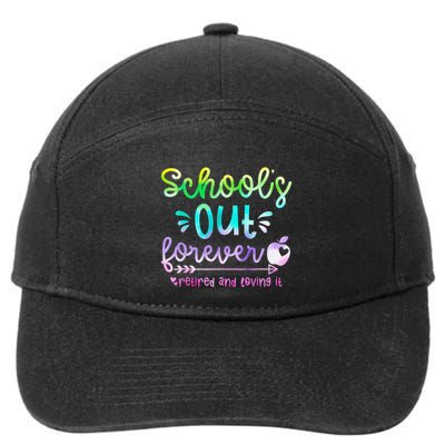 Schools Out Forever Retired & Loving It Funny Teacher Summer 7-Panel Snapback Hat