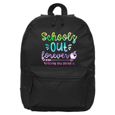 Schools Out Forever Retired & Loving It Funny Teacher Summer 16 in Basic Backpack