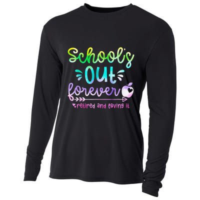 Schools Out Forever Retired & Loving It Funny Teacher Summer Cooling Performance Long Sleeve Crew