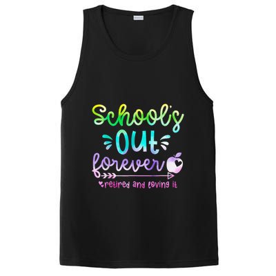 Schools Out Forever Retired & Loving It Funny Teacher Summer PosiCharge Competitor Tank