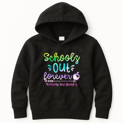 Schools Out Forever Retired & Loving It Funny Teacher Summer Kids Hoodie