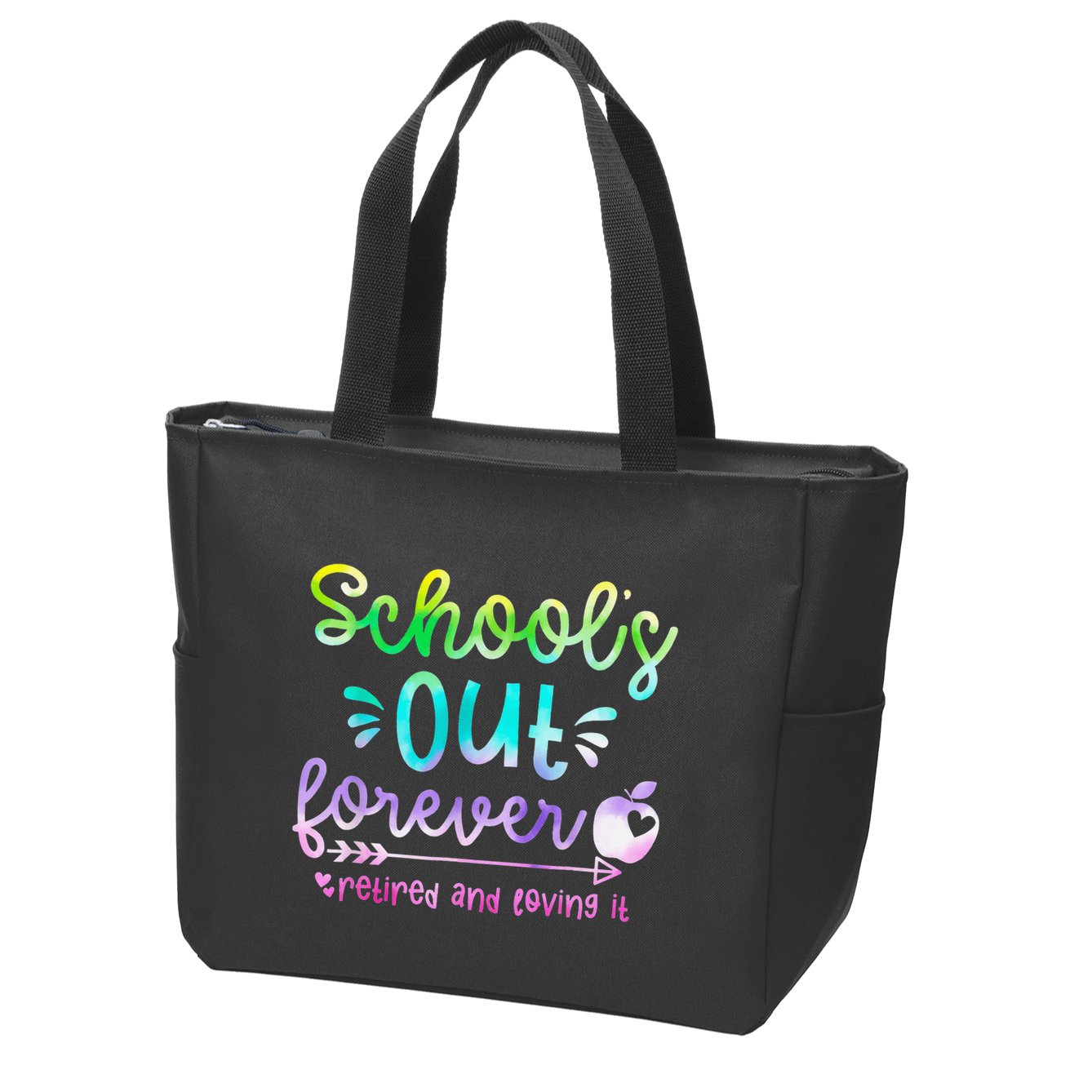 Schools Out Forever Retired & Loving It Funny Teacher Summer Zip Tote Bag