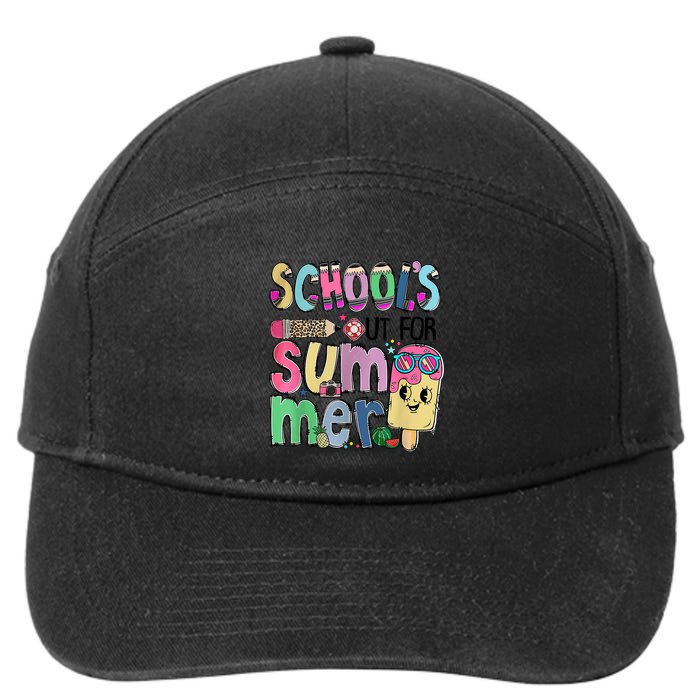Schools Out For Summer Teacher Summer Vacation 7-Panel Snapback Hat
