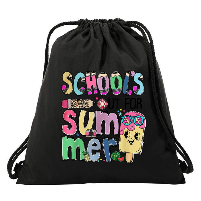 Schools Out For Summer Teacher Summer Vacation Drawstring Bag