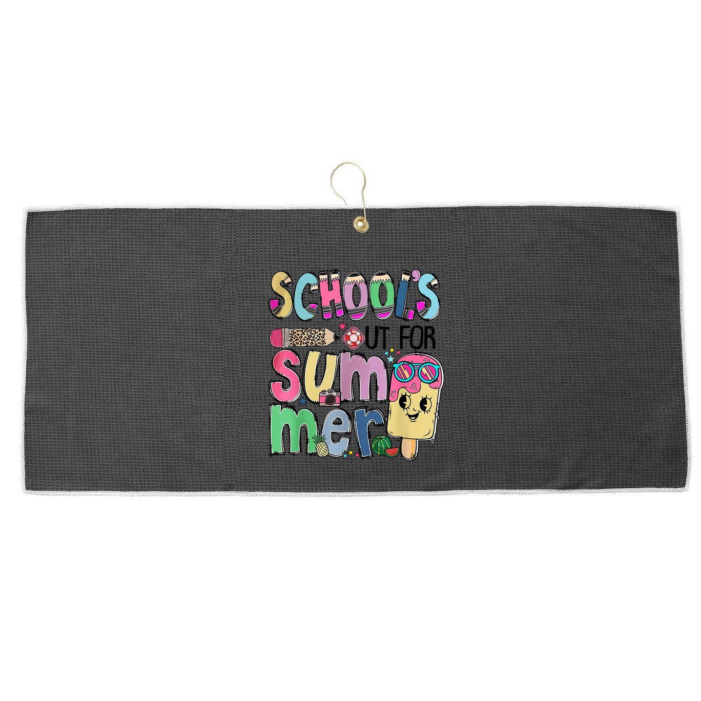 Schools Out For Summer Teacher Summer Vacation Large Microfiber Waffle Golf Towel