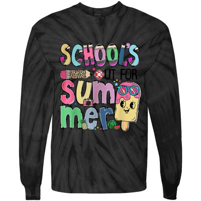 Schools Out For Summer Teacher Summer Vacation Tie-Dye Long Sleeve Shirt