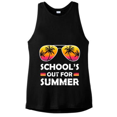School's Out For Summer Palm Trees Ladies PosiCharge Tri-Blend Wicking Tank
