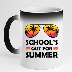 School's Out For Summer Palm Trees 11oz Black Color Changing Mug