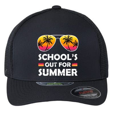 School's Out For Summer Palm Trees Flexfit Unipanel Trucker Cap