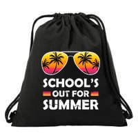School's Out For Summer Palm Trees Drawstring Bag