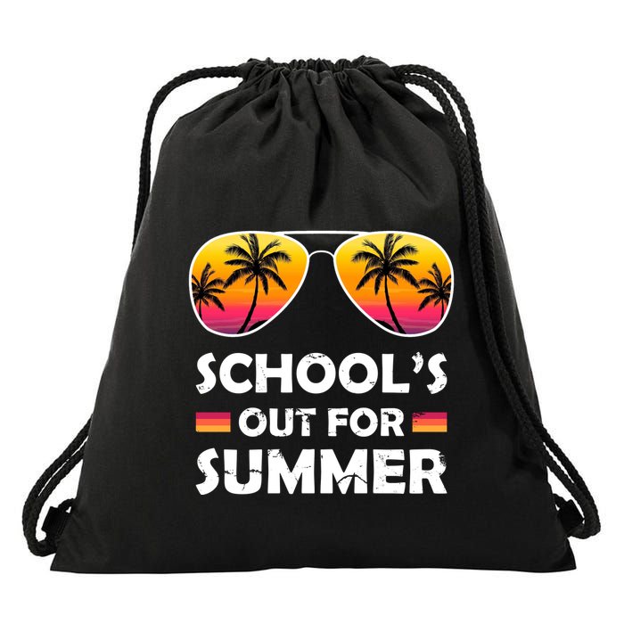 School's Out For Summer Palm Trees Drawstring Bag