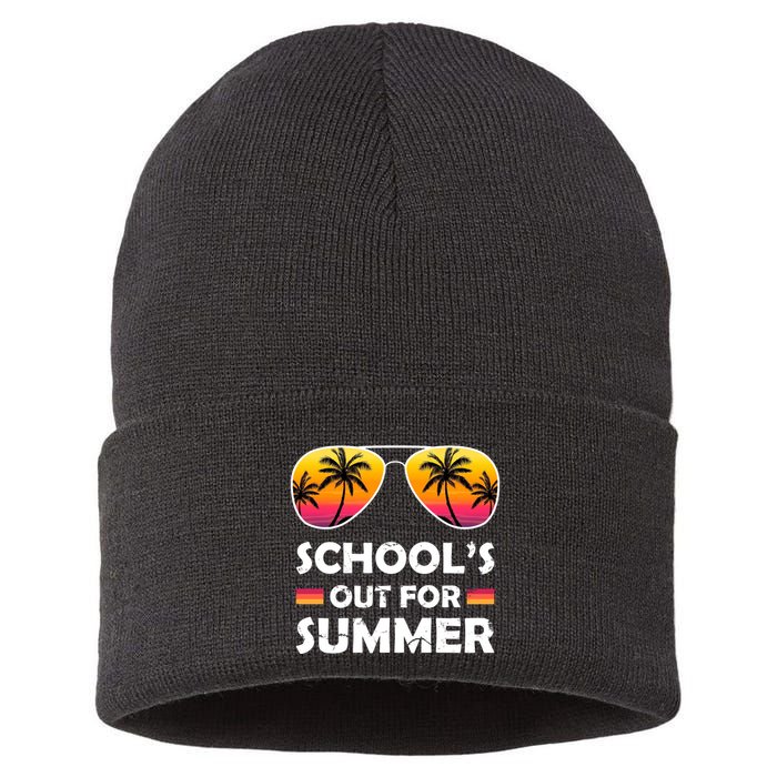 School's Out For Summer Palm Trees Sustainable Knit Beanie