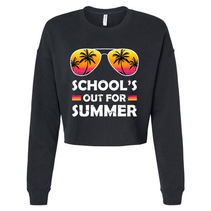 School's Out For Summer Palm Trees Cropped Pullover Crew