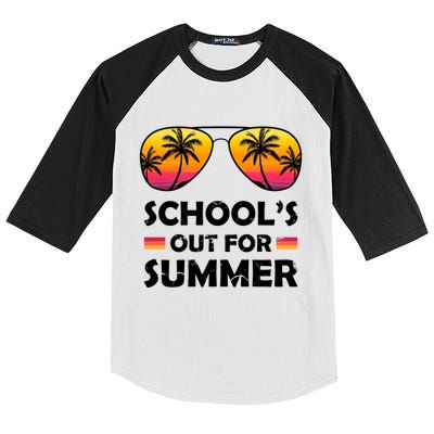 School's Out For Summer Palm Trees Kids Colorblock Raglan Jersey