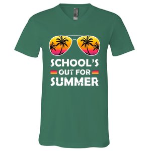 School's Out For Summer Palm Trees V-Neck T-Shirt