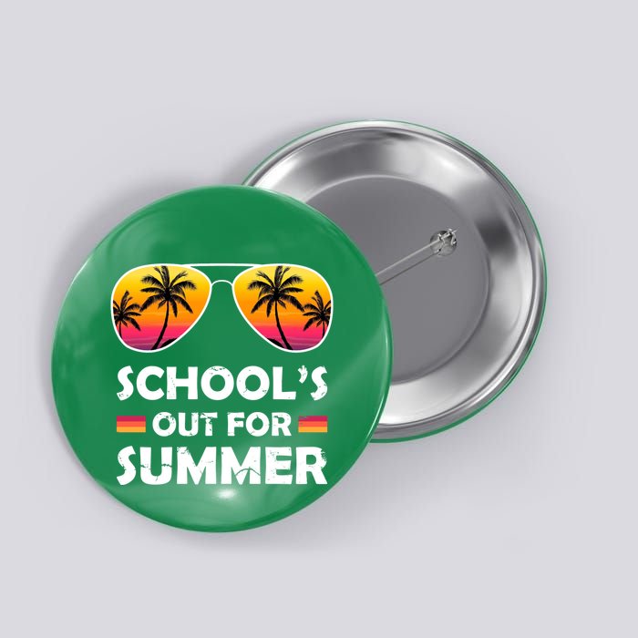 School's Out For Summer Palm Trees Button