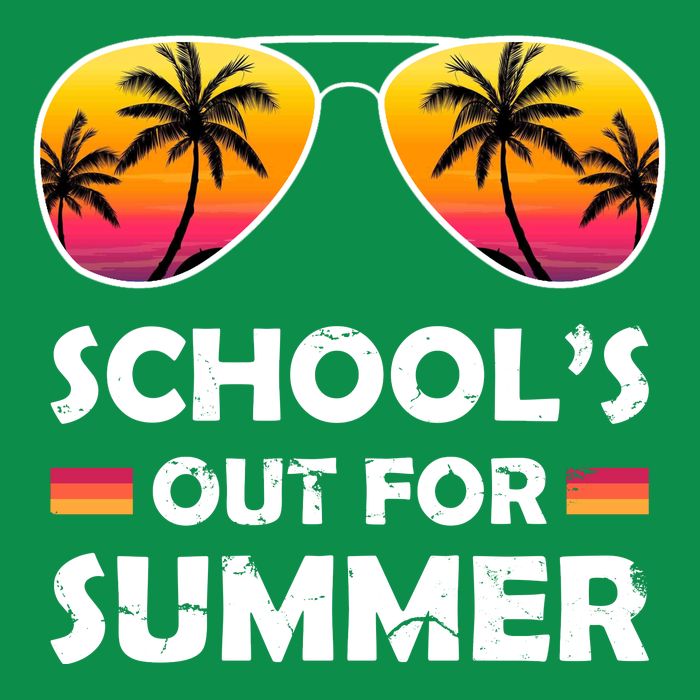 School's Out For Summer Palm Trees Button