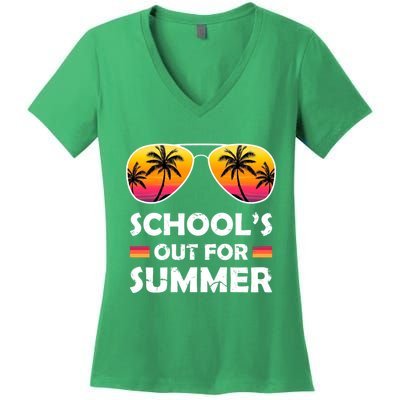 School's Out For Summer Palm Trees Women's V-Neck T-Shirt