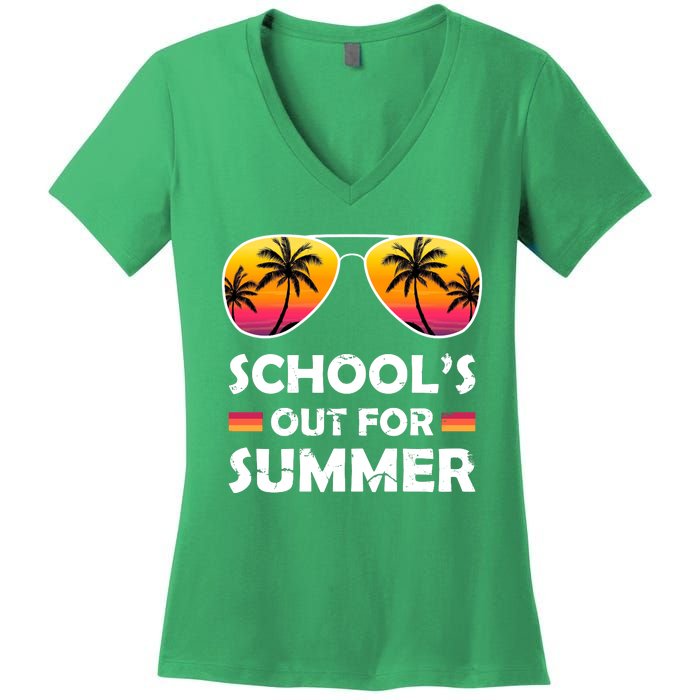 School's Out For Summer Palm Trees Women's V-Neck T-Shirt