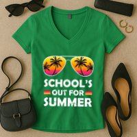 School's Out For Summer Palm Trees Women's V-Neck T-Shirt