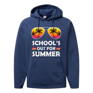 School's Out For Summer Palm Trees Performance Fleece Hoodie