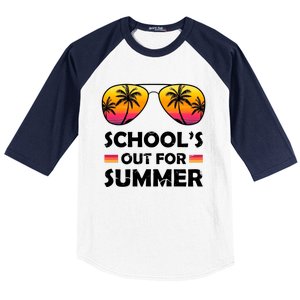 School's Out For Summer Palm Trees Baseball Sleeve Shirt