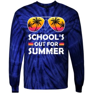 School's Out For Summer Palm Trees Tie-Dye Long Sleeve Shirt