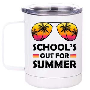 School's Out For Summer Palm Trees 12 oz Stainless Steel Tumbler Cup