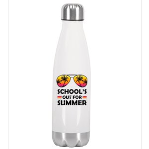 School's Out For Summer Palm Trees Stainless Steel Insulated Water Bottle