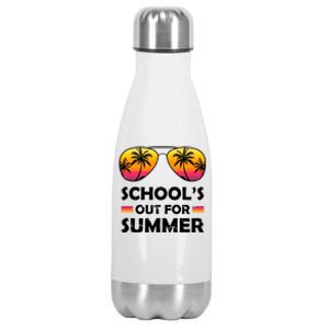 School's Out For Summer Palm Trees Stainless Steel Insulated Water Bottle