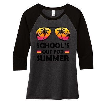 School's Out For Summer Palm Trees Women's Tri-Blend 3/4-Sleeve Raglan Shirt