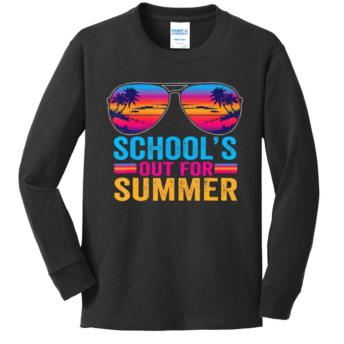 Schools Out For Summer Glasses Last Day Of School Teacher Kids Long Sleeve Shirt