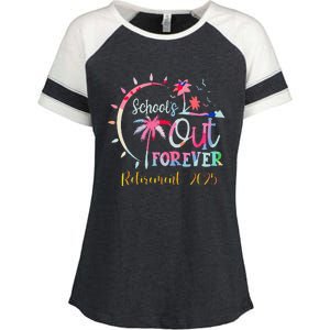 SchoolS Out Forever Teacher Retirement 2025 Retired Teacher Enza Ladies Jersey Colorblock Tee