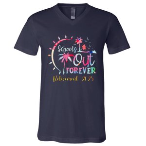 SchoolS Out Forever Teacher Retirement 2025 Retired Teacher V-Neck T-Shirt