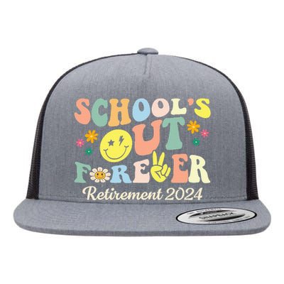 SchoolS Out Forever Gifts Retired Teacher Retirement 2024 Flat Bill Trucker Hat