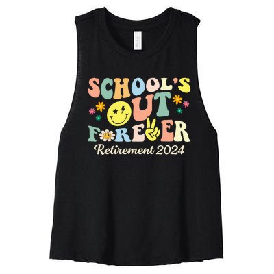 SchoolS Out Forever Gifts Retired Teacher Retirement 2024 Women's Racerback Cropped Tank