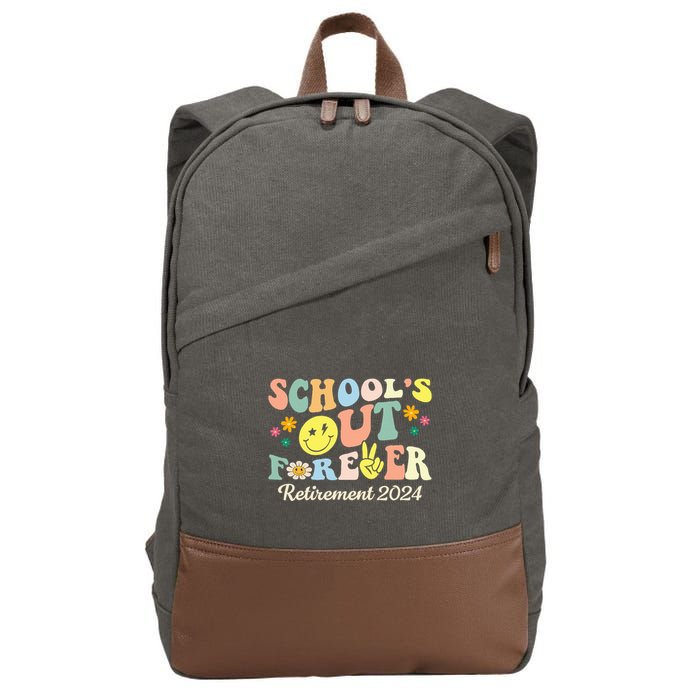 SchoolS Out Forever Gifts Retired Teacher Retirement 2024 Cotton Canvas Backpack